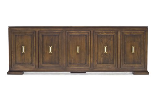 BW3710 buffet with doors and adjustable shelves 90"w x 21"d x 30"h. Shown in Alder with a Chai finish. Contact BW for custom sizes