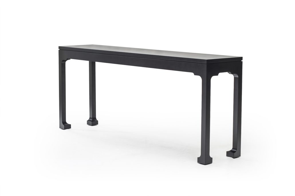 BW3711 Traditional Console 72"w x 15"d x 30"h. Shown in Maple with a Black stained finish. Contact BW for custom sizes