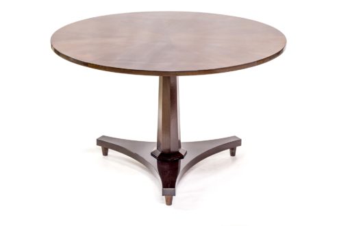 BW5348 Modern Pedestal Dining Table 50"dia x 30"h. Shown in Quartersawn Walnut with a Custom Finish. Contact BW for custom sizes