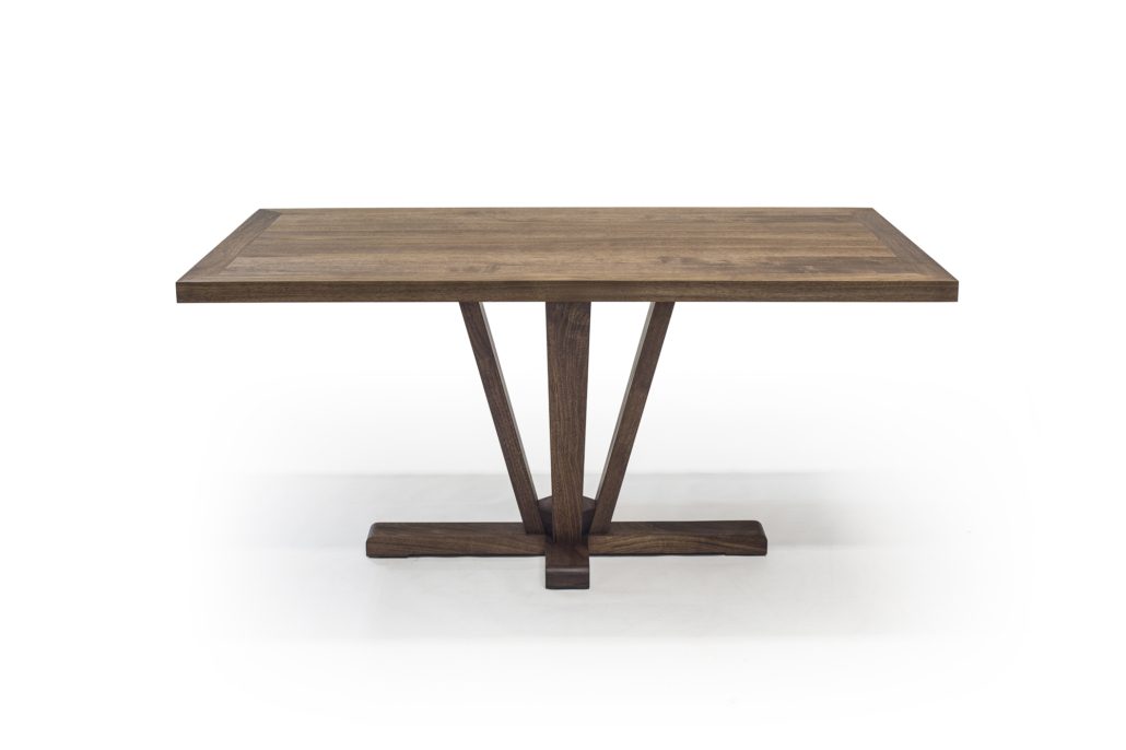 BW5365 Modern Tapered Base Table 63"w x 38"d x 30h. Shown in Walnut with an Oiled and Waxed finish. Contact BW for custom sizes