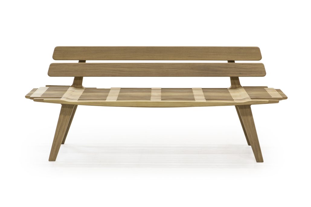 BW7077 Craftsman Teak Bench 72"w x 19.75"d x 30"h x 17.5"sh. Outdoor finish shown. Contact BW for custom sizes.