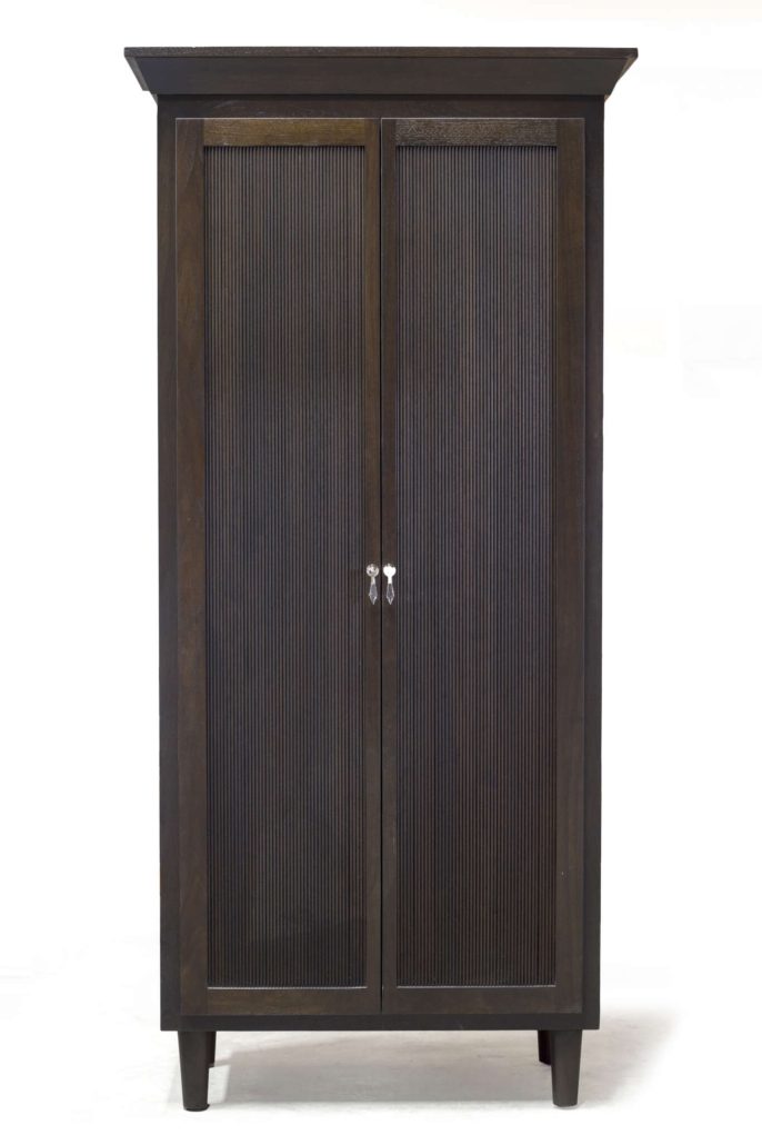 BW8127 Transitional Two Door Armoire 36"w x 19"d x 76"h. Shown in Walnut with a Regal Brown Finish. Contact BW for custom sizes
