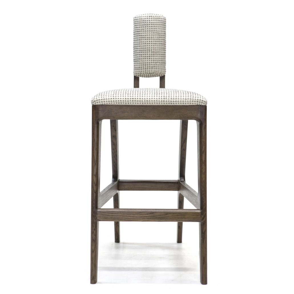 BW7160 Upholstered Modern Pillar Stool 18.25"w x 26"d x 41"h with 30"sh. Shown in White Oak with Latte Finish. Contact BW for custom sizes