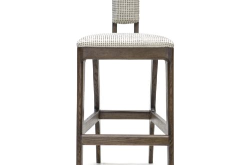 BW7160 Upholstered Modern Pillar Stool 18.25"w x 26"d x 41"h with 30"sh. Shown in White Oak with Latte Finish. Contact BW for custom sizes